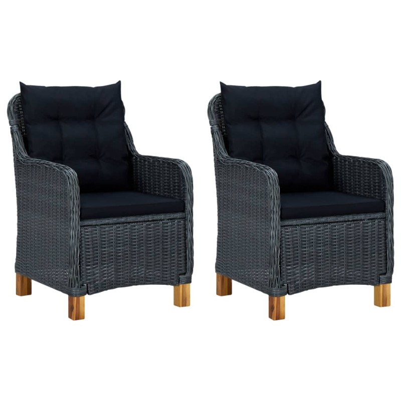 vidaXL Gartenstühle mit Kissen 2 Stk. Poly Rattan Dunkelgrau vidaXL Gartenstühle mit Kissen 2 Stk. Poly Rattan Dunkelgrau