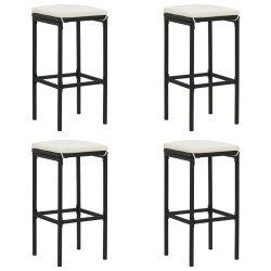 vidaXL Barhocker mit Kissen 4 Stk. Schwarz Poly Rattan