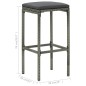 vidaXL Barhocker mit Kissen 3 Stk. Grau Poly Rattan vidaXL Barhocker mit Kissen 3 Stk. Grau Poly Rattan