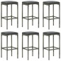 vidaXL Barhocker mit Kissen 6 Stk. Grau Poly Rattan vidaXL Barhocker mit Kissen 6 Stk. Grau Poly Rattan