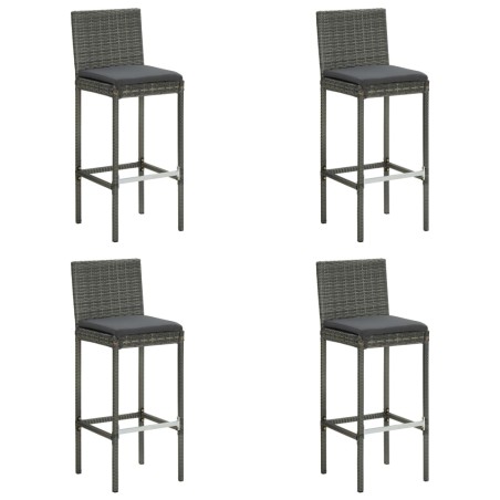 vidaXL Garten-Barhocker mit Kissen 4 Stk. Grau Poly Rattan