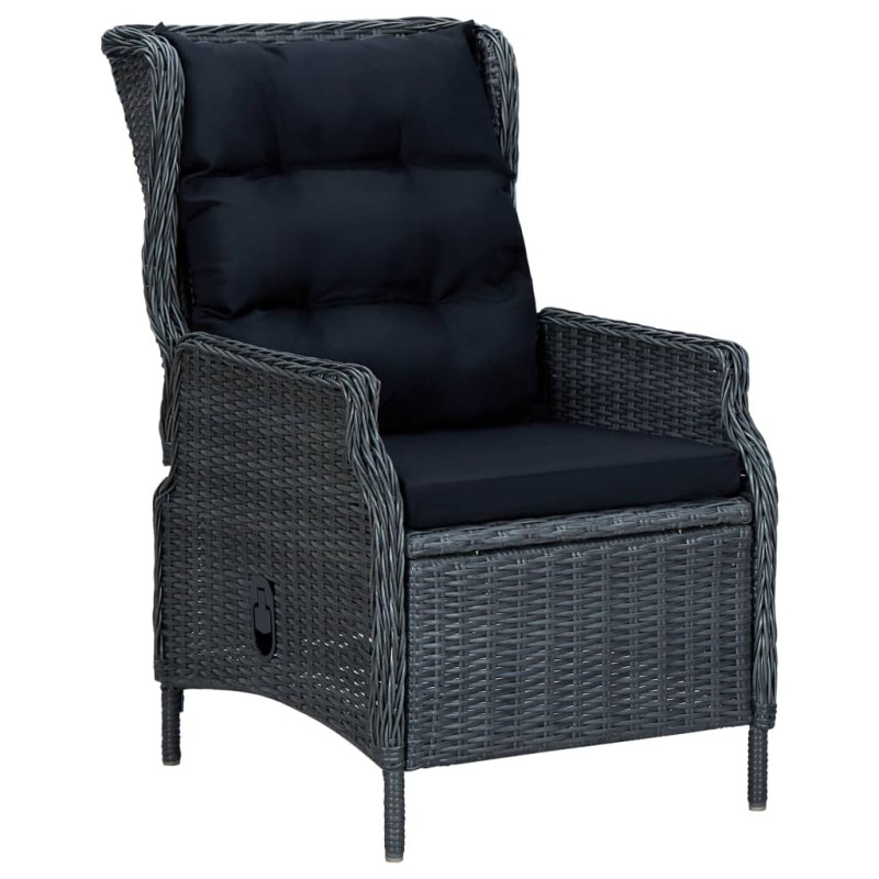 vidaXL Verstellbarer Gartensessel mit Auflagen Poly Rattan Dunkelgrau vidaXL Verstellbarer Gartensessel mit Auflagen Poly Rattan Dunkelgrau