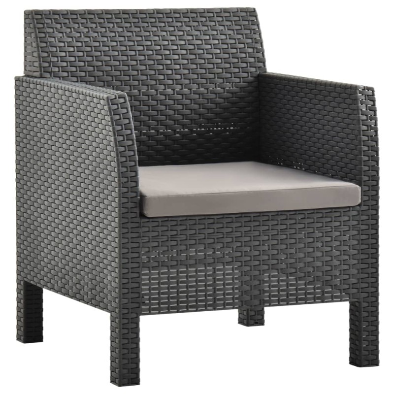 vidaXL Gartenstuhl mit Kissen PP Rattan Anthrazit vidaXL Gartenstuhl mit Kissen PP Rattan Anthrazit