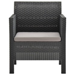 vidaXL Gartenstuhl mit Kissen PP Rattan Anthrazit