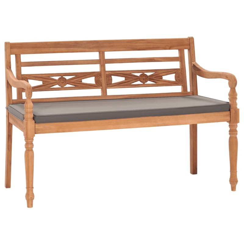 vidaXL Batavia-Bank mit Dunkelgrauem Kissen 120 cm Teak Massivholz vidaXL Batavia-Bank mit Dunkelgrauem Kissen 120 cm Teak Massivholz