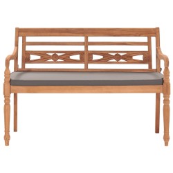 vidaXL Batavia-Bank mit Dunkelgrauem Kissen 120 cm Teak Massivholz  
