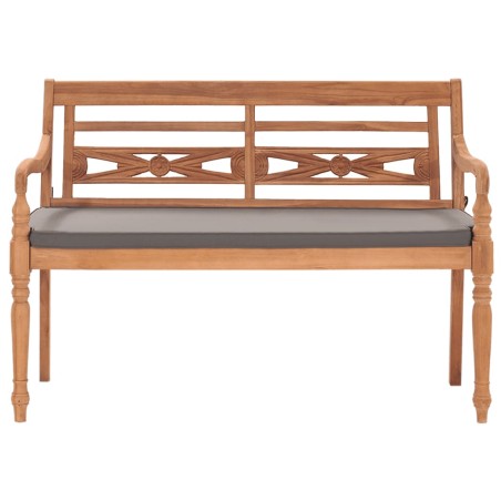 vidaXL Batavia-Bank mit Dunkelgrauem Kissen 120 cm Teak Massivholz  