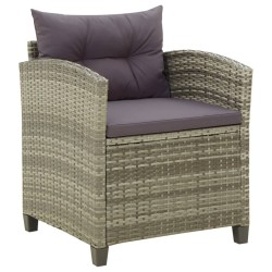vidaXL Gartenstuhl mit Kissen Poly Rattan Grau