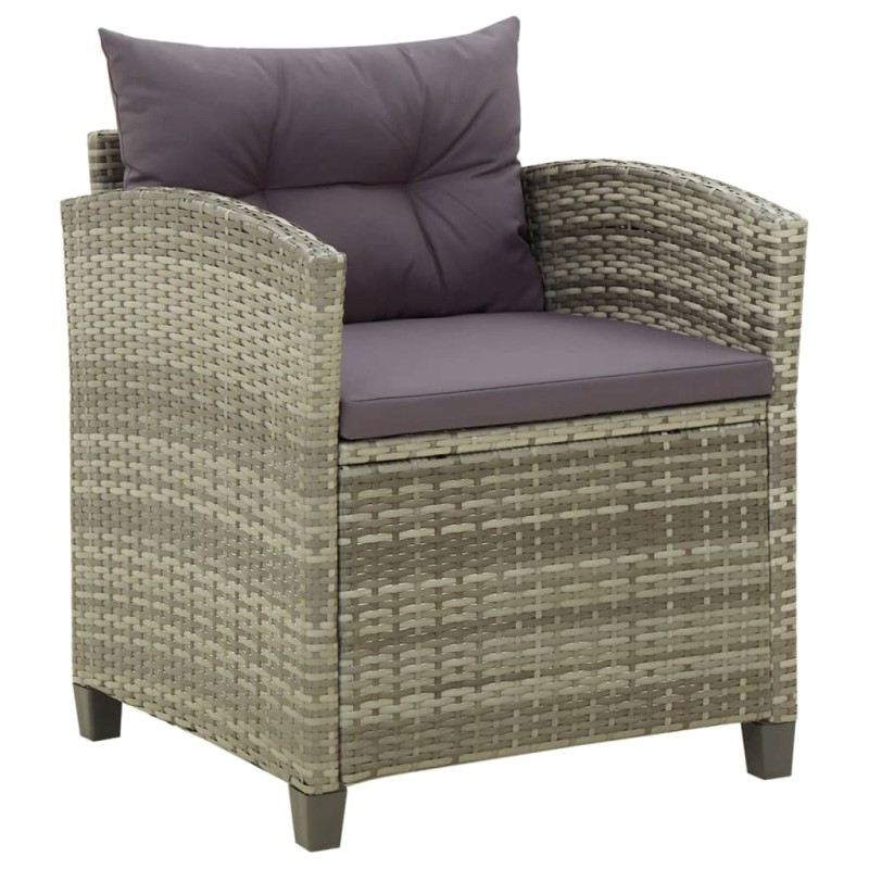 vidaXL Gartenstuhl mit Kissen Poly Rattan Grau vidaXL Gartenstuhl mit Kissen Poly Rattan Grau