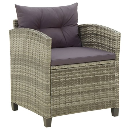 vidaXL Gartenstuhl mit Kissen Poly Rattan Grau
