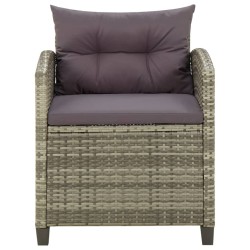vidaXL Gartenstuhl mit Kissen Poly Rattan Grau