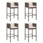 vidaXL Barhocker 4 Stk. mit Kissen Braun Poly Rattan vidaXL Barhocker 4 Stk. mit Kissen Braun Poly Rattan