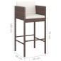 vidaXL Barhocker 4 Stk. mit Kissen Braun Poly Rattan vidaXL Barhocker 4 Stk. mit Kissen Braun Poly Rattan