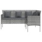 vidaXL Sofa in L-Form mit Kissen Poly Rattan Grau vidaXL Sofa in L-Form mit Kissen Poly Rattan Grau