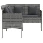 vidaXL Sofa in L-Form mit Kissen Poly Rattan Grau vidaXL Sofa in L-Form mit Kissen Poly Rattan Grau