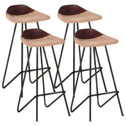 vidaXL Barhocker 4 Stk. Braun Echtleder 