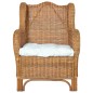 vidaXL Sessel mit Kissen Hellbraun Natürliches Rattan und Leinen vidaXL Sessel mit Kissen Hellbraun Natürliches Rattan und Leinen
