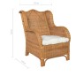 vidaXL Sessel mit Kissen Hellbraun Natürliches Rattan und Leinen vidaXL Sessel mit Kissen Hellbraun Natürliches Rattan und Leinen