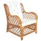 vidaXL Sessel mit Kissen Hellbraun Natur-Rattan und Leinen vidaXL Sessel mit Kissen Hellbraun Natur-Rattan und Leinen
