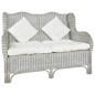 vidaXL 2-Sitzer-Sofa Grau Natur Rattan und Leinen vidaXL 2-Sitzer-Sofa Grau Natur Rattan und Leinen