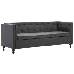 vidaXL 3-Sitzer Chesterfield-Sofa Stoffpolsterung Dunkelgrau