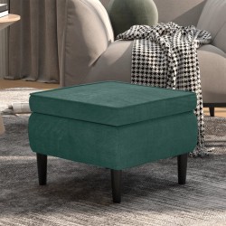 vidaXL Hocker mit Holzbeinen Dunkelgrün Samt