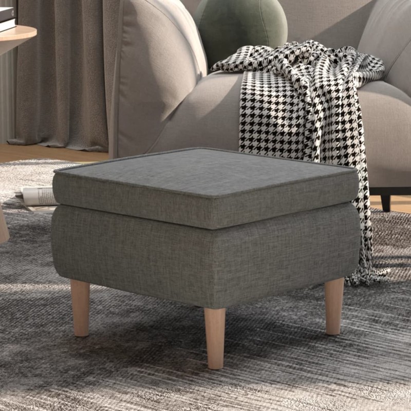 vidaXL Hocker mit Holzbeinen Hellgrau Stoff vidaXL Hocker mit Holzbeinen Hellgrau Stoff