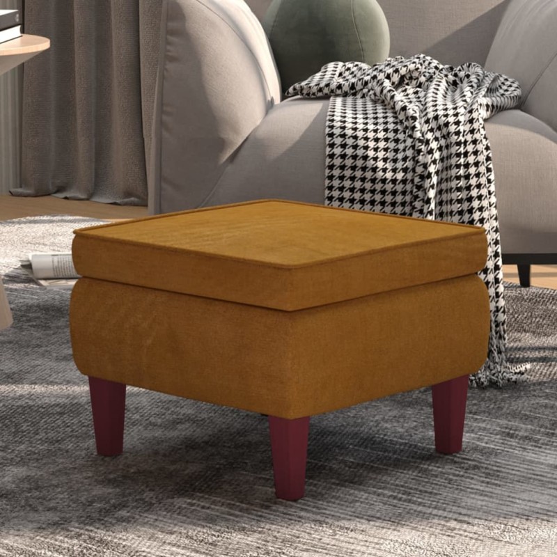 vidaXL Hocker mit Holzbeinen Braun Samt vidaXL Hocker mit Holzbeinen Braun Samt