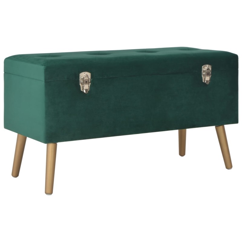 vidaXL Bank mit Staufach 80 cm Grün Samt vidaXL Bank mit Staufach 80 cm Grün Samt