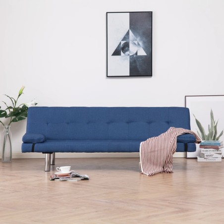 vidaXL Schlafsofa mit zwei Kissen Blau Polyester
