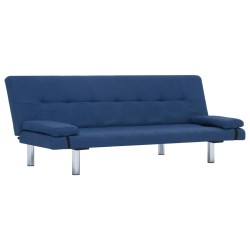 vidaXL Schlafsofa mit zwei Kissen Blau Polyester