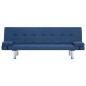 vidaXL Schlafsofa mit zwei Kissen Blau Polyester vidaXL Schlafsofa mit zwei Kissen Blau Polyester