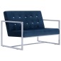 vidaXL 2-Sitzer-Sofa mit Armlehnen Blau Chrom und Samt vidaXL 2-Sitzer-Sofa mit Armlehnen Blau Chrom und Samt