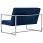 vidaXL 2-Sitzer-Sofa mit Armlehnen Blau Chrom und Samt vidaXL 2-Sitzer-Sofa mit Armlehnen Blau Chrom und Samt
