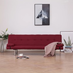 vidaXL Schlafsofa mit 2 Kissen Weinrot Polyester