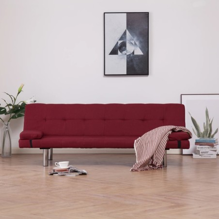 vidaXL Schlafsofa mit 2 Kissen Weinrot Polyester
