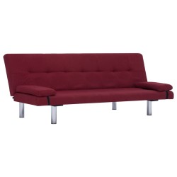 vidaXL Schlafsofa mit 2 Kissen Weinrot Polyester
