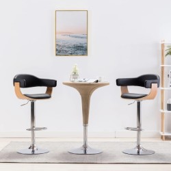 vidaXL Barhocker 2 Stk. Schwarz Bugholz und Kunstleder 