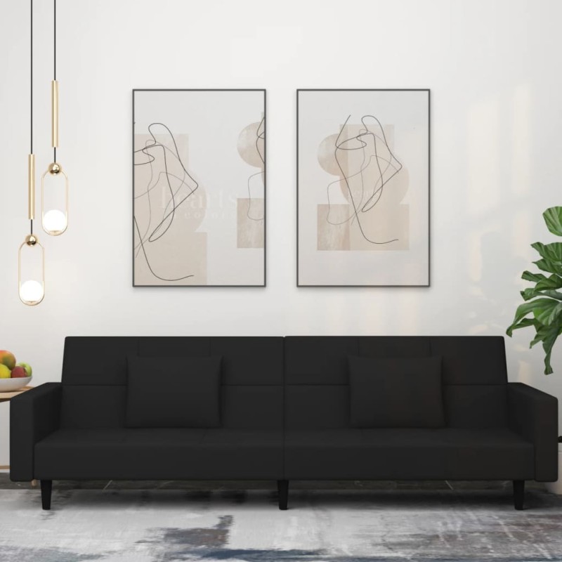 vidaXL Schlafsofa 2-Sitzer mit 2 Kissen Schwarz Samt vidaXL Schlafsofa 2-Sitzer mit 2 Kissen Schwarz Samt
