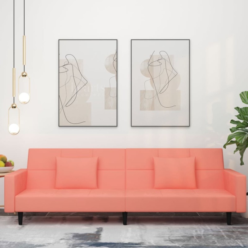 vidaXL Schlafsofa 2-Sitzer mit 2 Kissen Rosa Samt vidaXL Schlafsofa 2-Sitzer mit 2 Kissen Rosa Samt