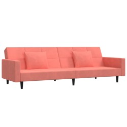 vidaXL Schlafsofa 2-Sitzer mit 2 Kissen Rosa Samt