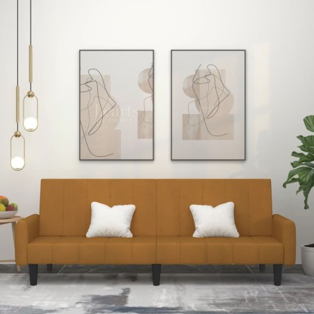 vidaXL Schlafsofa 2-Sitzer Braun Samt