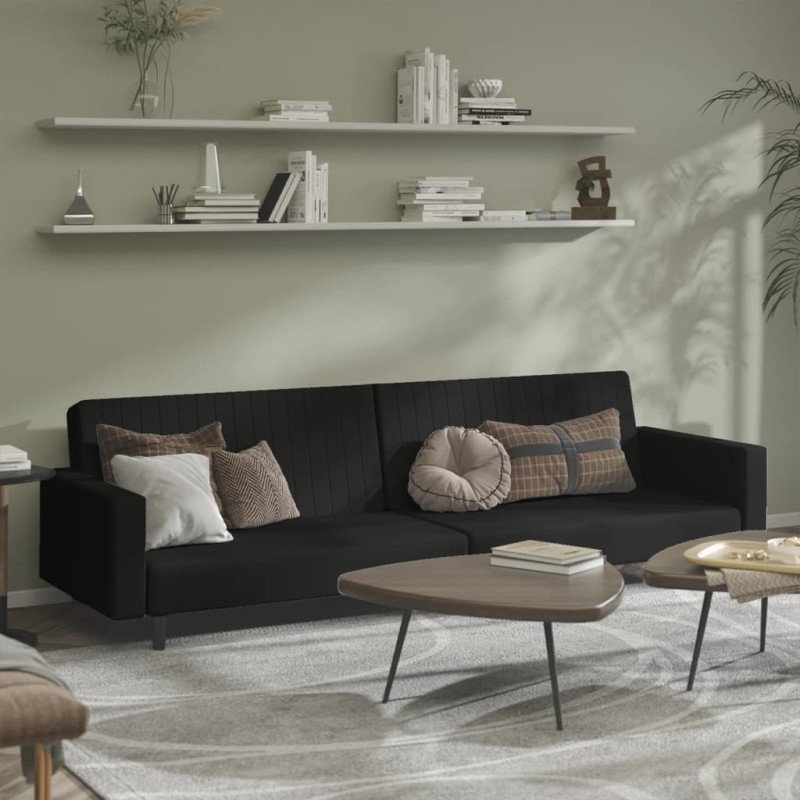 vidaXL Schlafsofa 2-Sitzer Schwarz Samt vidaXL Schlafsofa 2-Sitzer Schwarz Samt