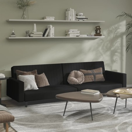 vidaXL Schlafsofa 2-Sitzer Schwarz Samt
