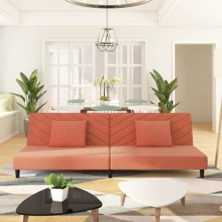 vidaXL Schlafsofa 2-Sitzer mit 2 Kissen Rosa Samt