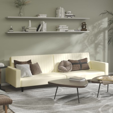 vidaXL Schlafsofa 2-Sitzer Creme Kunstleder
