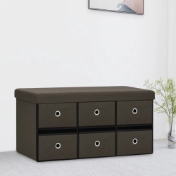 vidaXL Faltbank mit Stauraum Dunkelbraun 76x38x38 cm Leinenoptik