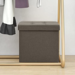 vidaXL Hocker mit Stauraum Braun Leinenoptik