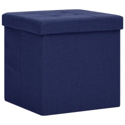 vidaXL Hocker mit Stauraum Blau Leinenoptik