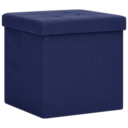 vidaXL Hocker mit Stauraum Blau Leinenoptik